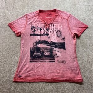 Projek Raw Shirt Mens Large Red Graphic Tee Summer Coastal Road Trip‎